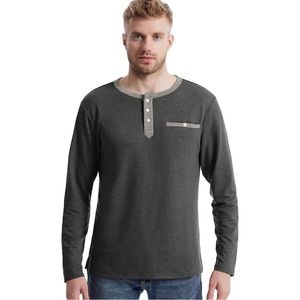 Men's Henley Shirts Long/Short Sleeve Button Shirts with Pocket